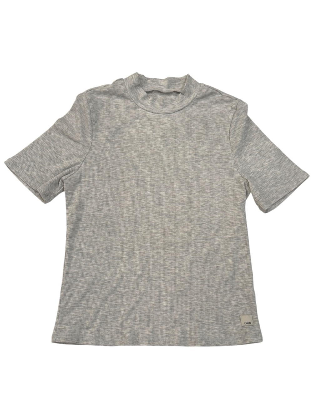 Sz S Vuori Short Sleeve Pose Ribbed Mock Neck White Heather Gray
